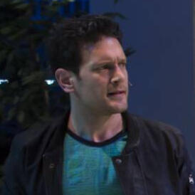 a bust shot of eric william morris as the squip in two river theatre's be more chill.